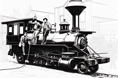 first-steam-train-in-skagway-July-1898-sketcher